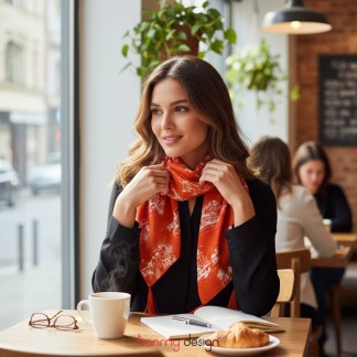 Silk scarf TIMESQUARE -  WARM REVERIE 90*100cm